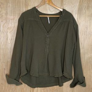 Free People Top Popover Army Green Size Medium